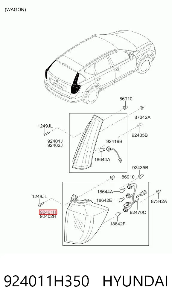 Лівий стоп 924011H350 Hyundai/Kia