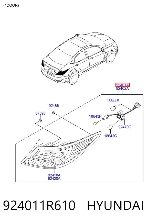 Лівий стоп 924011R610 Hyundai/Kia