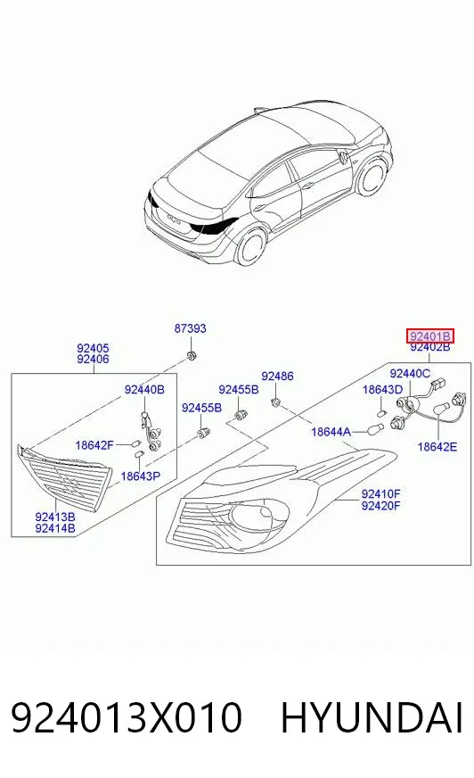 Ліхтар задній лівий, зовнішній 924013X010 Hyundai/Kia