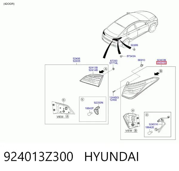 Ліхтар задній лівий, зовнішній 924013Z300 Hyundai/Kia