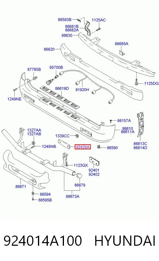 Катафот (відбивач) заднього бампера 924014A100 Hyundai/Kia