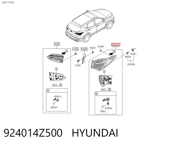Ліхтар задній лівий, зовнішній 924014Z500 Hyundai/Kia
