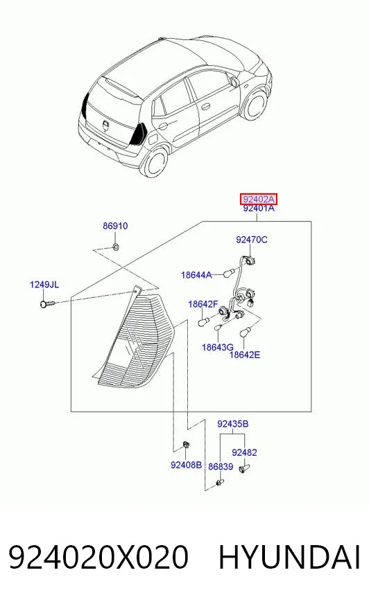 Задня права фара 924020X020 Hyundai/Kia