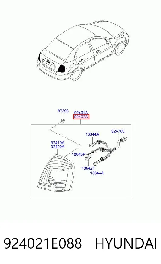 Задня права фара 924021E088 Hyundai/Kia