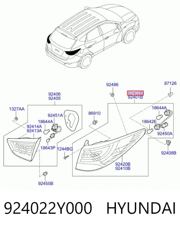 Ліхтар задній правий, зовнішній 924022Y000 Hyundai/Kia