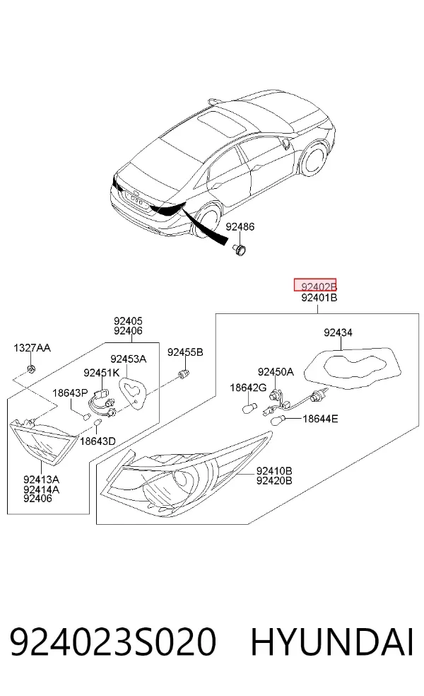 Ліхтар задній правий, зовнішній 924023S020 Hyundai/Kia