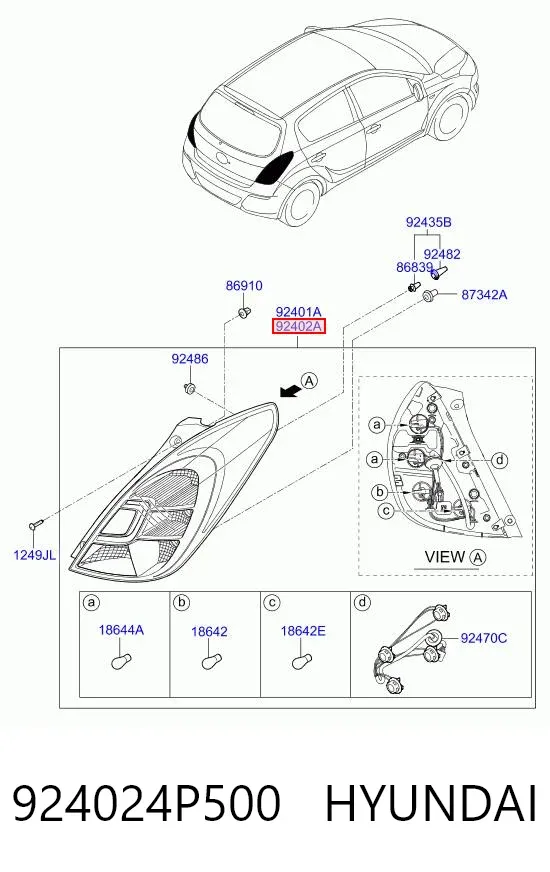 Задня права фара 924024P500 Hyundai/Kia