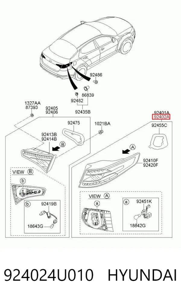 Задня права фара 924024U010 Hyundai/Kia