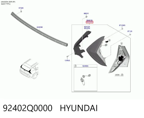 Ліхтар задній правий, зовнішній 92402Q0000 Hyundai/Kia