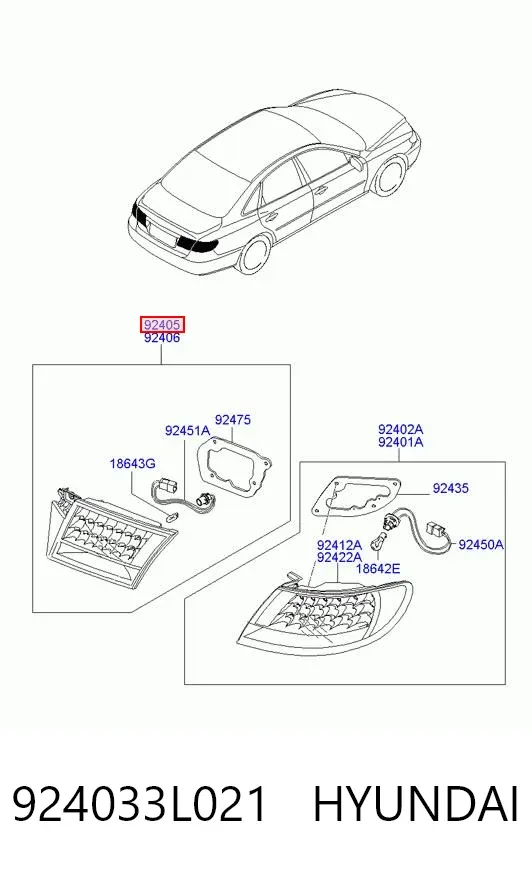 Лівий стоп Hyundai Grandeur TG