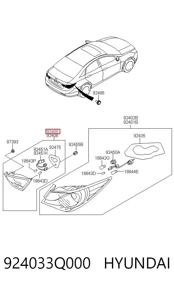 Лівий стоп 924033Q000 Hyundai/Kia