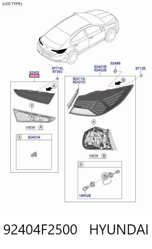 Ліхтар задній правий, внутрішній 92404F2500 Hyundai/Kia