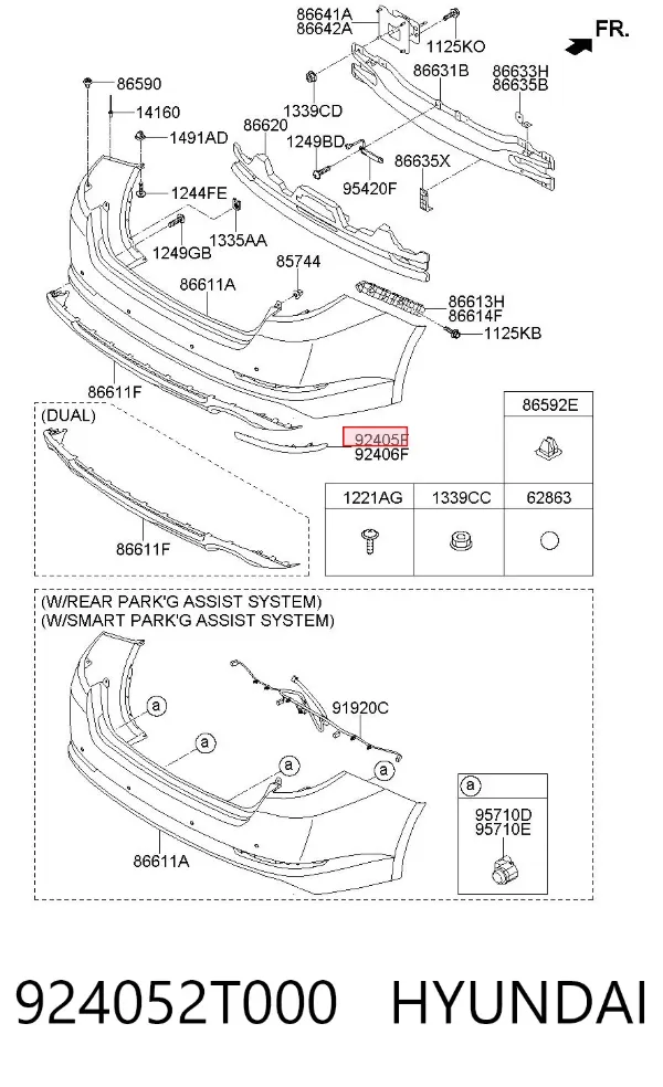 Катафот (відбивач) заднього бампера, лівий 924052T000 Hyundai/Kia