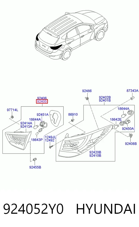 Ліхтар задній лівий, внутрішній 924052Y0 Hyundai/Kia