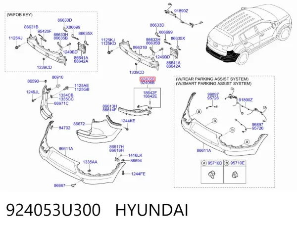 Фара протитуманна задня, ліва 924053U300 Hyundai/Kia