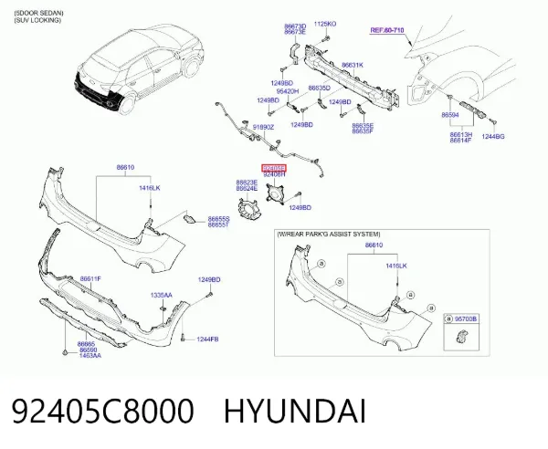 Фара протитуманна задня, ліва 92405C8000 Hyundai/Kia