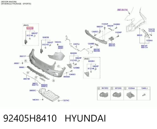 Ліхтар заднього бампера, лівий 92405H8410 Hyundai/Kia