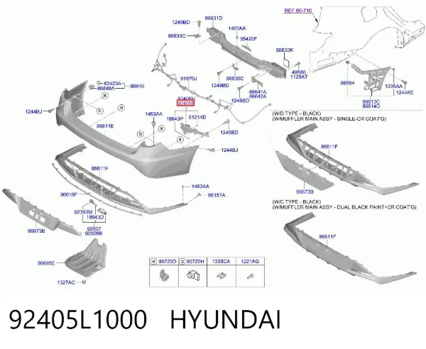 Фара протитуманна задня, ліва 92405L1000 Hyundai/Kia