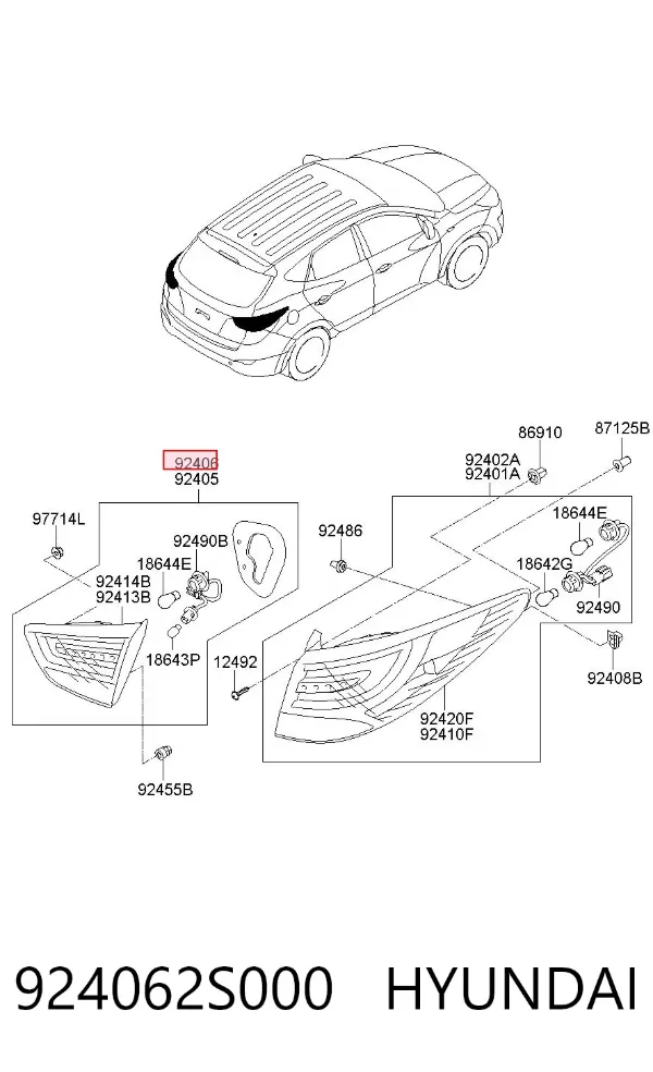 Ліхтар задній правий, внутрішній 924062S000 Hyundai/Kia