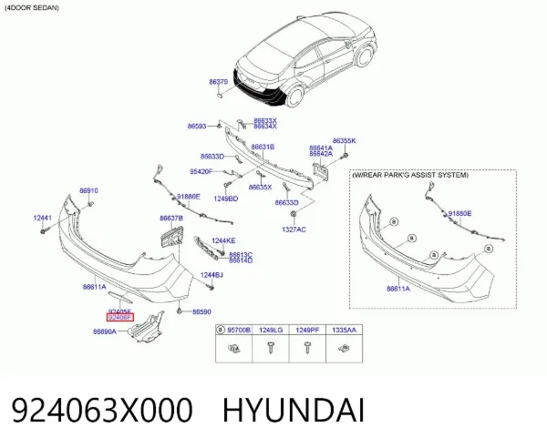 Катафот (відбивач) заднього бампера, правий 924063X000 Hyundai/Kia