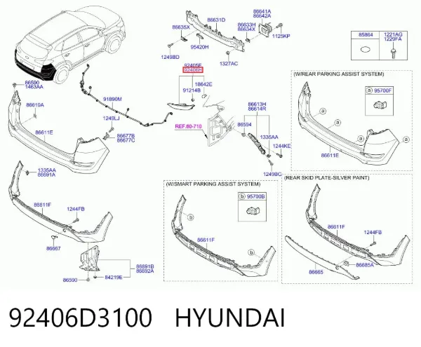 Фара протитуманна задня, права 92406D3100 Hyundai/Kia