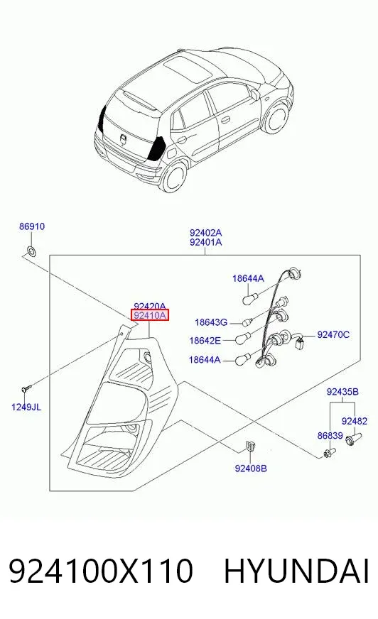 Лівий стоп 924100X110 Hyundai/Kia