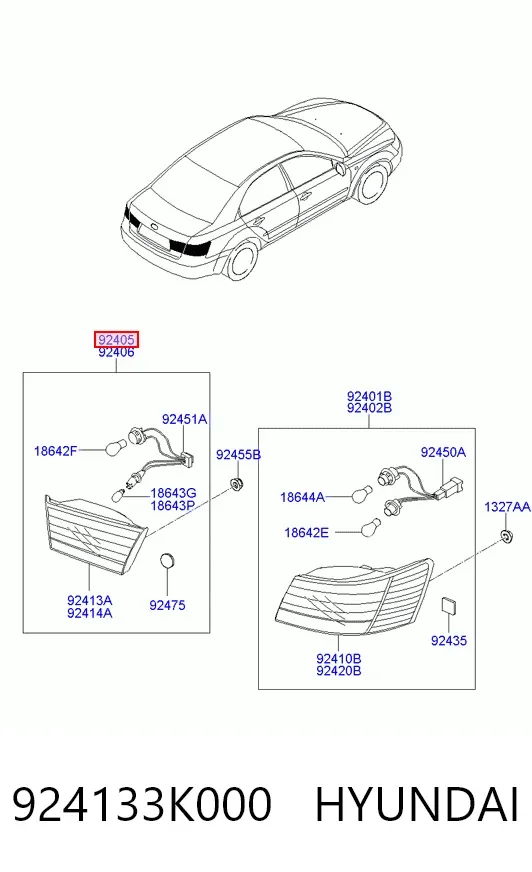 Ліхтар задній лівий, внутрішній 924133K000 Hyundai/Kia