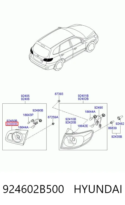 Ліхтар задній правий, внутрішній 924602B500 Hyundai/Kia