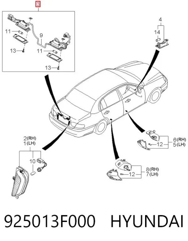 Ліхтар підсвічування заднього номерного знака 925013F000 Hyundai/Kia