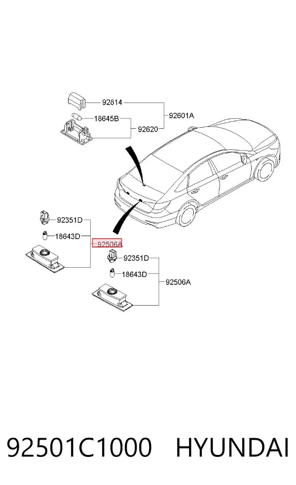 Ліхтар підсвічування заднього номерного знака 92501C1000 Hyundai/Kia