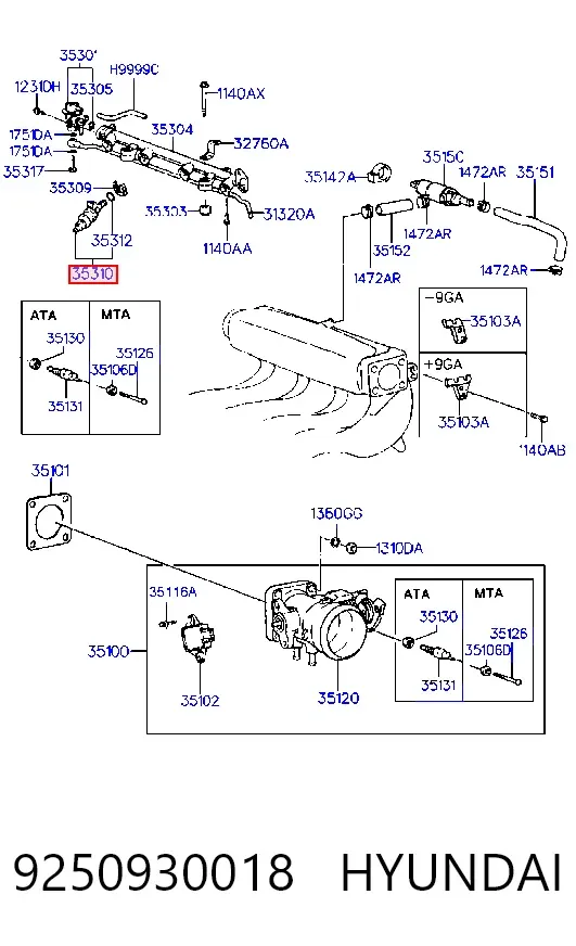 Паливні форсунки 9250930018 Hyundai/Kia