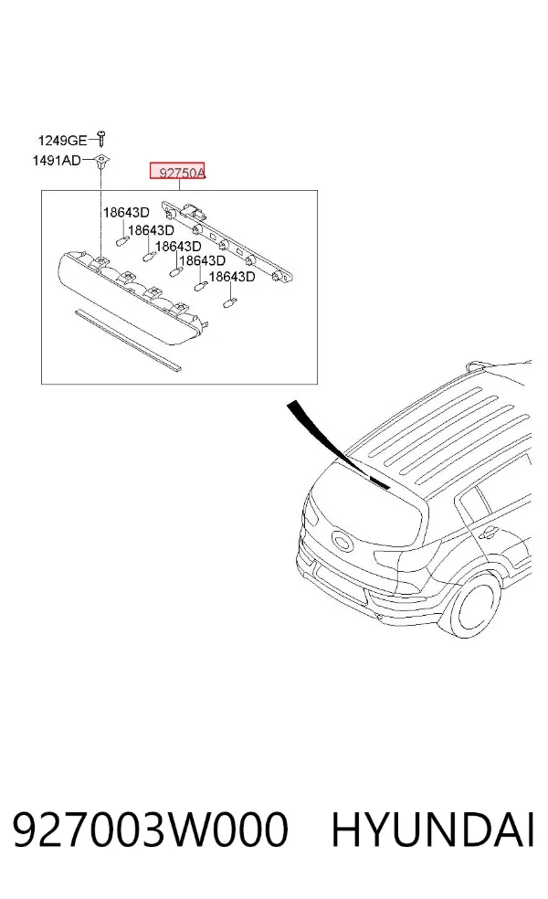 Задній стоп 927003W000 Hyundai/Kia