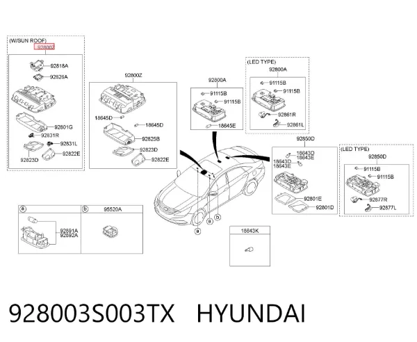 Плафон освітлення кабіни 928003S003TX Hyundai/Kia