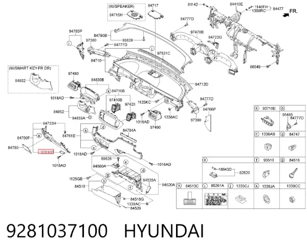Скло плафона освітлення салона/кабіни 9281037100 Hyundai/Kia