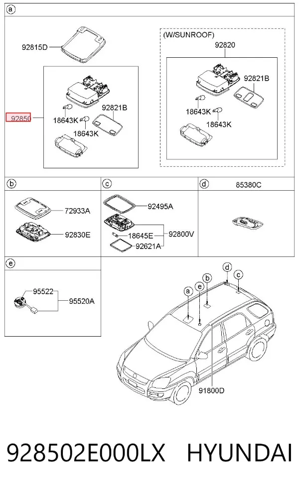 Плафон освітлення кабіни 928502E000LX Hyundai/Kia