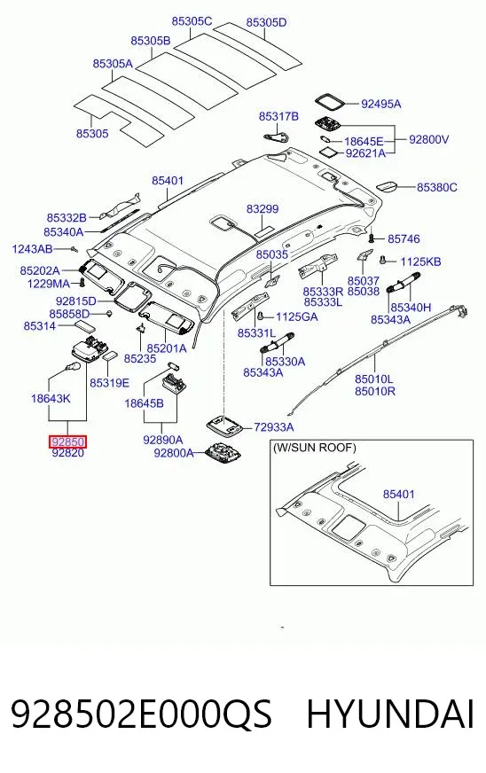 Плафон освітлення кабіни 928502E000QS Hyundai/Kia