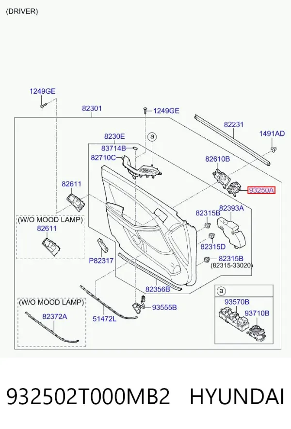Блок керування дзеркалами заднього виду 932502T000MB2 Hyundai/Kia