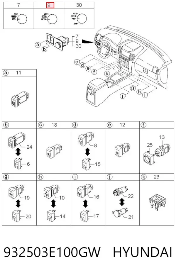  932503E100GW Hyundai/Kia