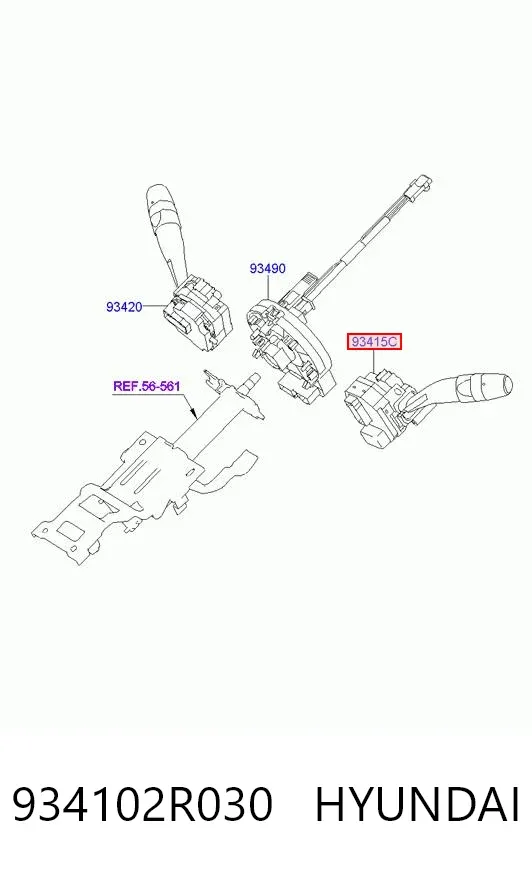Перемикач підрульовий, лівий 934102R030 Hyundai/Kia