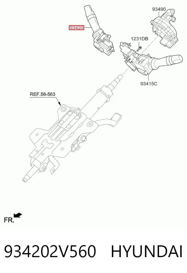 Перемикач підрульовий, правий 934202V560 Hyundai/Kia
