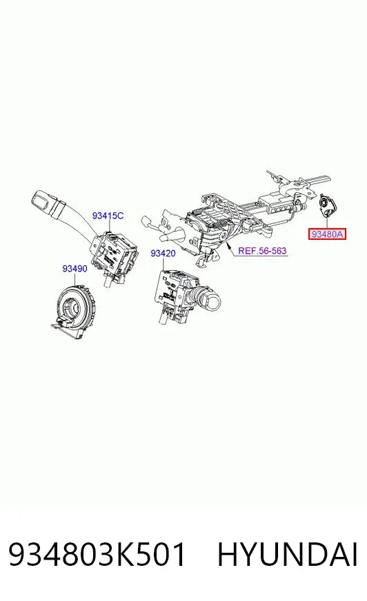 Датчик кута повороту кермового колеса 934803K501 Hyundai/Kia