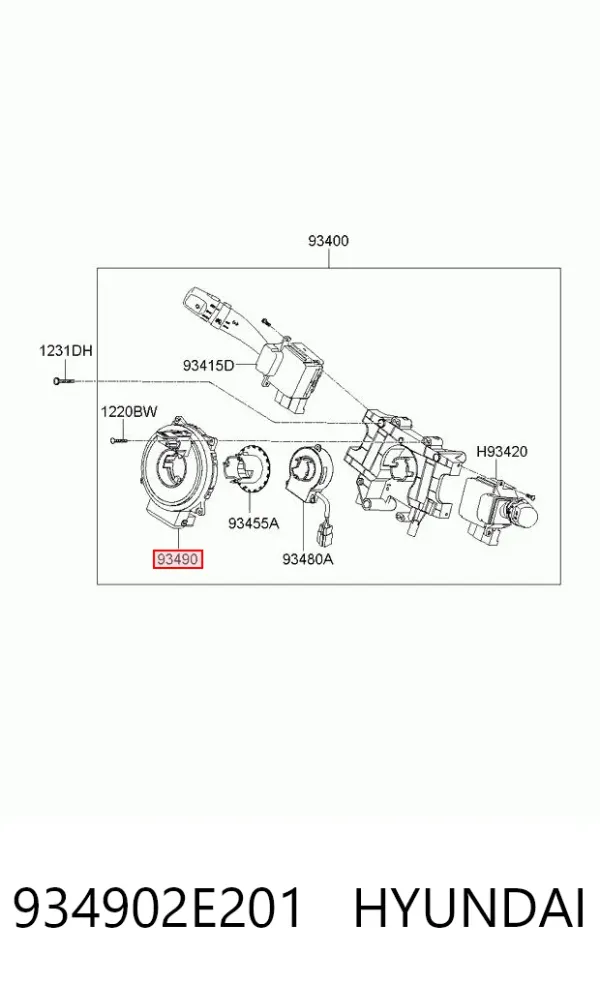 Шлейф керма 934902E201 Hyundai/Kia