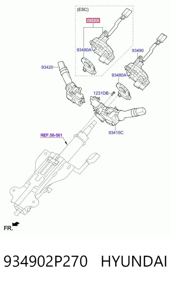 Шлейф керма 934902P270 Hyundai/Kia