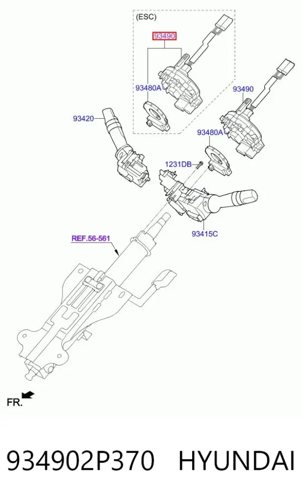 Шлейф керма 934902P370 Hyundai/Kia