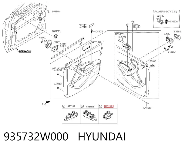 Блок керування дзеркалами заднього виду 935732W000 Hyundai/Kia