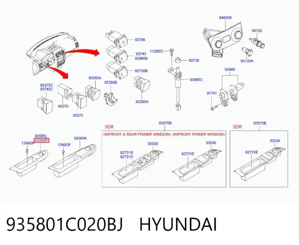  935801C020BJ Hyundai/Kia