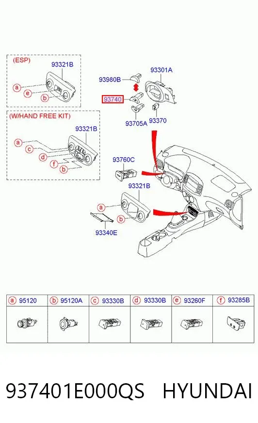 Кнопка вмикання протитуманних фар 937401E000QS Hyundai/Kia