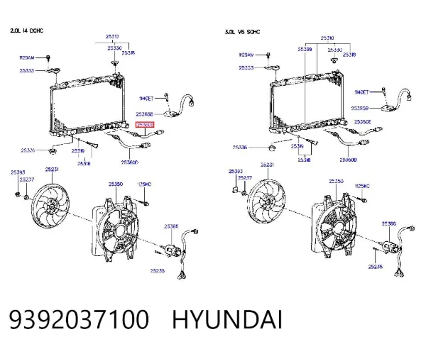 Датчик включення вентилятора 9392037100 Hyundai/Kia