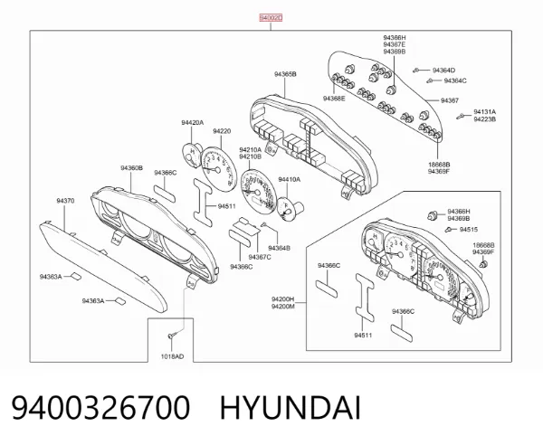 Приладова дошка-щиток приладів 9400326700 Hyundai/Kia