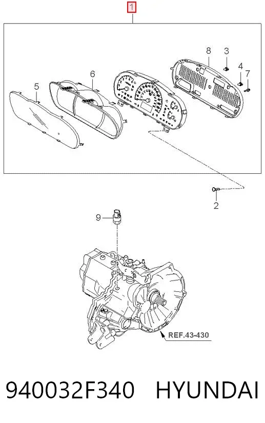 Приладова дошка-щиток приладів 940032F340 Hyundai/Kia